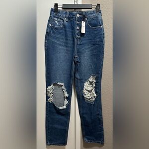 Forever 21 Dark Blue Distressed Jeans Size 24